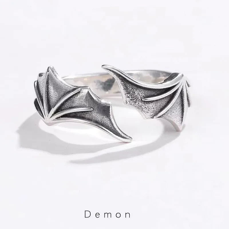 Retro Angel Demon Wings Ring - Punk Gothic Open Design Unisex Jewelry Gift for Men & Women