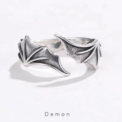Retro Angel Demon Wings Ring - Punk Gothic Open Design Unisex Jewelry Gift for Men & Women
