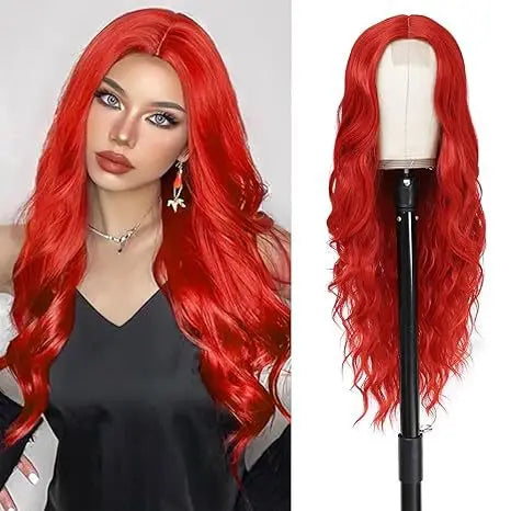 26-Inch Synthetic Ombre Blonde Wavy Wig for Women — Long Middle Part Curly, Heat-Resistant Natural-Look Hair