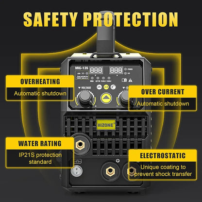 HIZONE 3-in-1 Mig Welding Machine – Intelligent Inverter Portable Welding Equipment 110V