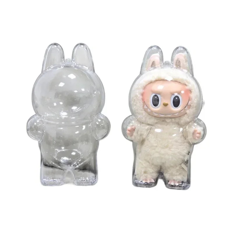 Transparent Protective Display Cover for Labubu Elf Plush Dolls – Cute Storage Box for Party Toys