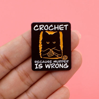 Cute Black Cat Enamel Pin - Crochet Style Brooch Badge for Backpack Hat Collar Lapel Cosplay Accessories Gift