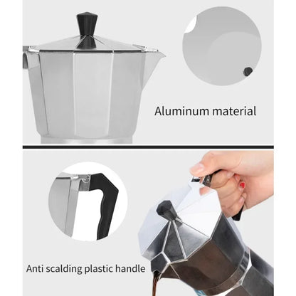 Mocha Coffee Pot – Italian Aluminum Octagonal Portable Coffee & Tea Maker