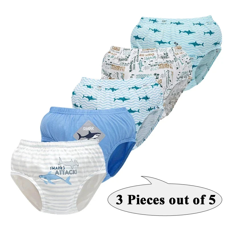 3Pcs Boys Cotton Underwear Set - Cartoon Vehicle Briefs with Breathable Soft Fabric for Kids
