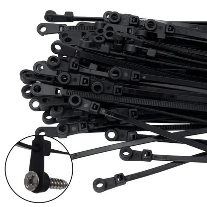 Multipurpose Heavy Duty Nylon Cable Ties: Adjustable Self-Locking Cord Organizer Straps with Screw Hole - DIY Fastening Loop