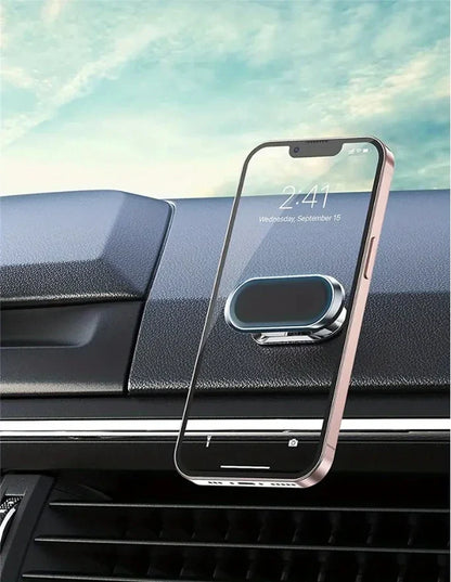 Magnetic Car Phone Holder - 360° Rotatable Mini Strip Shape Stand with Strong Metal Magnet for iPhone 14 & Huawei GPS Mount
