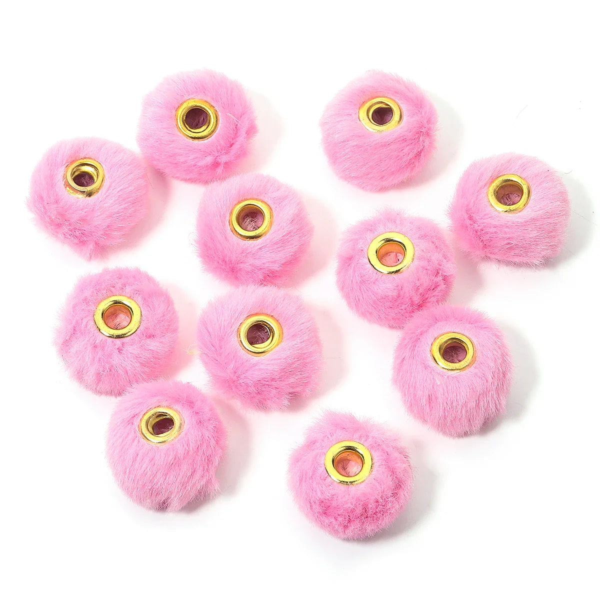 10pcs Plush Fur Ball Beads – Multicolor Pompom Spacer Beads for DIY Jewelry, Earrings & Bracelets