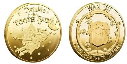 Tooth Fairy Gold Plated Commemorative Coin – Metal Keepsake Gift for Kids Tooth Collection