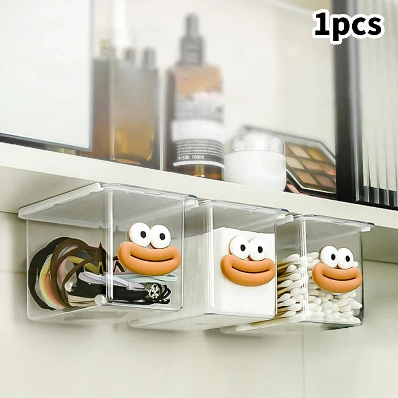 Transparent Bathroom Cotton Swab & Makeup Storage Box – Pull-Out Drawer Style Organizer for Under Mirror Cabinet