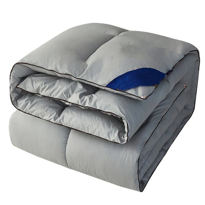 Winter Warm Thick Duvet – 100% Cotton Cover, Fiber Down Filling, 150x200cm White Quilt for Cozy Sleep