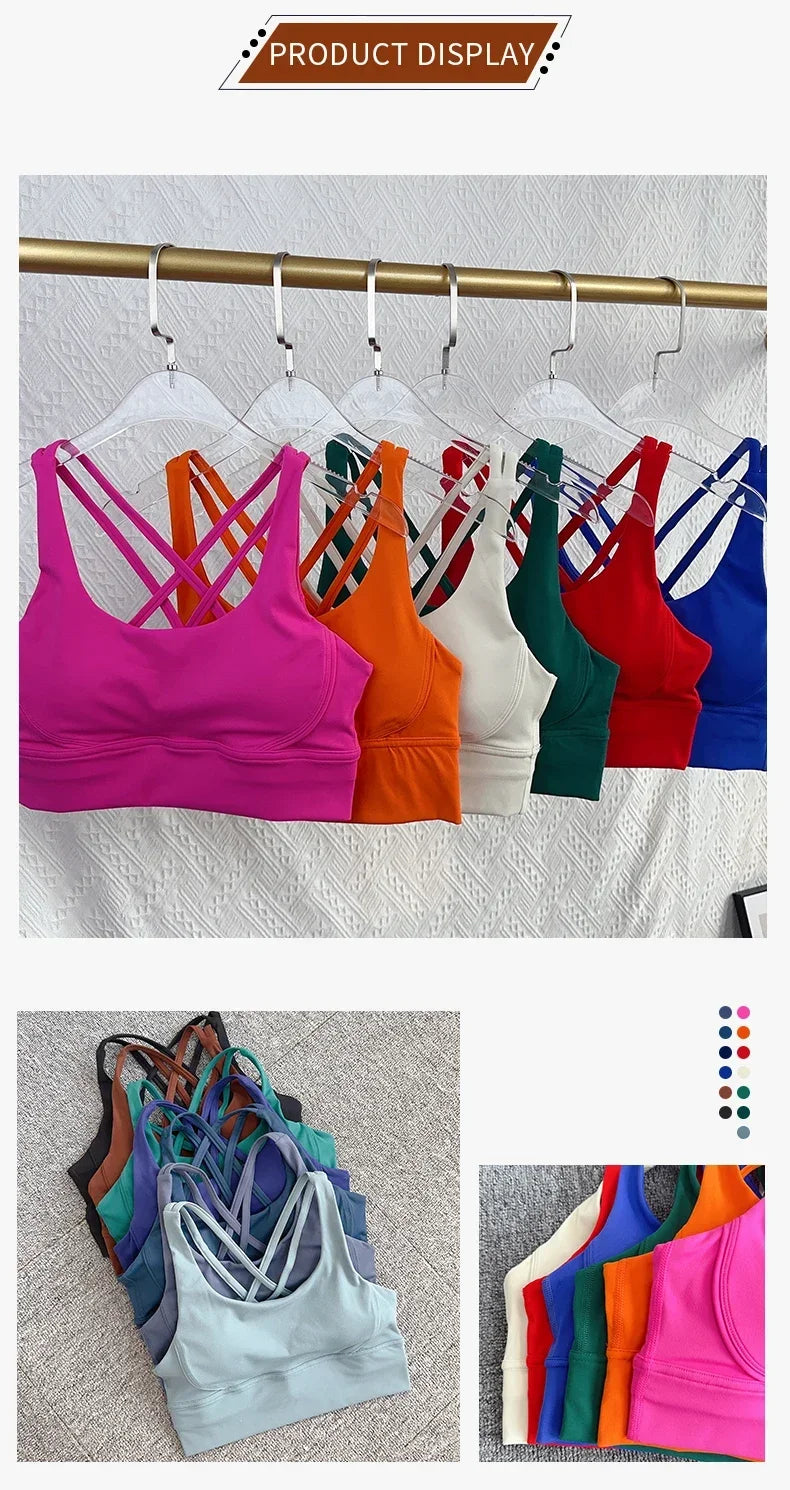 Women’s Sexy Crossback Yoga Sports Bra — Breathable, Quick-Dry, Shockproof Fitness & Running Bra