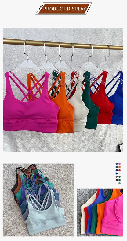 Women’s Sexy Crossback Yoga Sports Bra — Breathable, Quick-Dry, Shockproof Fitness & Running Bra