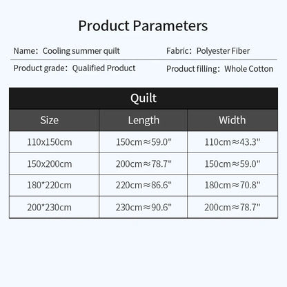 2024 Japanese Cotton-Polyester Summer Quilt – Lightweight, Washable, Skin-Friendly Solid Color Quilt