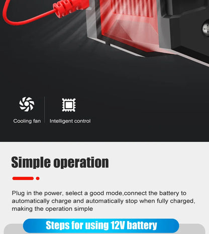 12V/24V Fully Automatic Smart Battery Charger — 7-Segment Pulse Repair for AGM, GEL, WET Lead-Acid Car Batteries