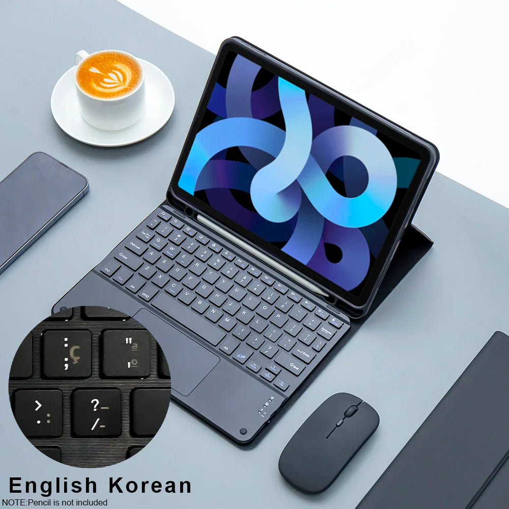 Magic Keyboard & Wireless Mouse Case for iPad — Compatible with iPad 9th Gen, 10.2-inch (7th/8th), iPad Pro 11 M4, Air M3, and Air 4/5 10th Gen
