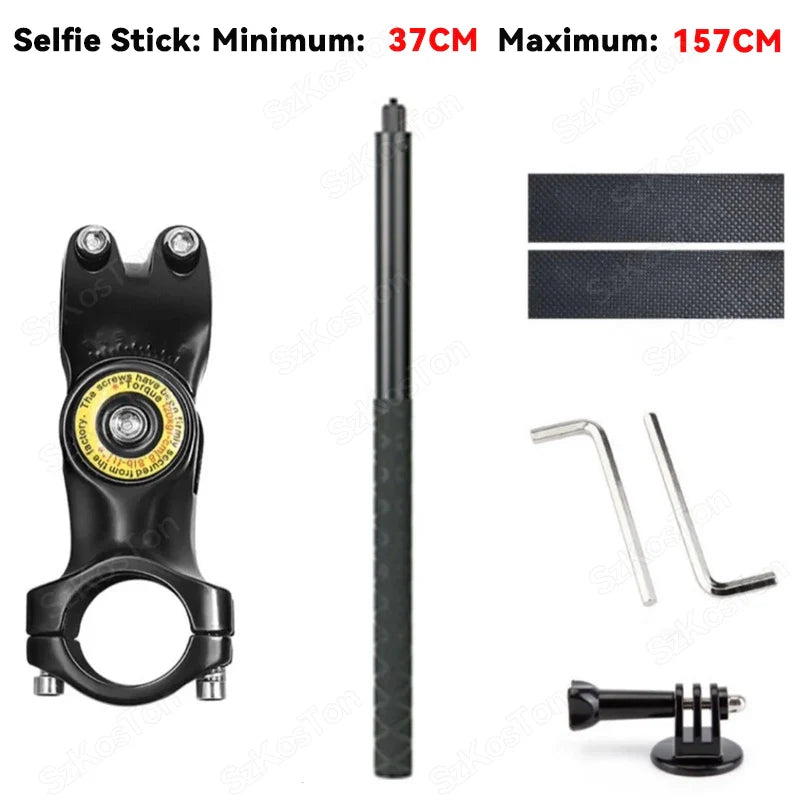 Motorcycle & Bicycle Selfie Stick Monopod – Handlebar Mount Bracket for Insta360 X5/X3/X4, GoPro Hero 8–13, DJI Accessories