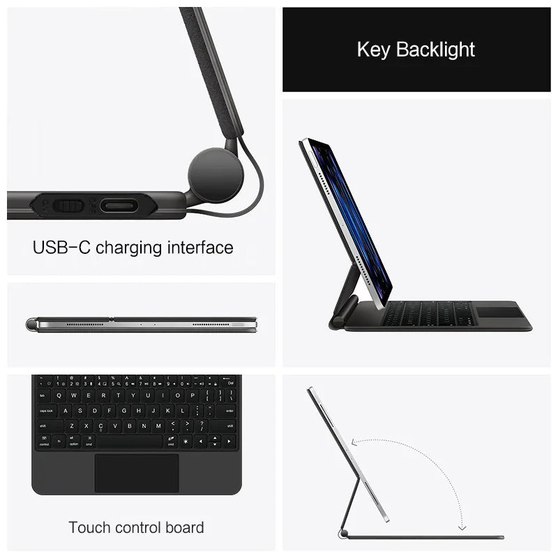 TouchPad Magic Keyboard Case for iPad Air & iPad Pro - Backlit Smart Cover with Trackpad Support for 11/13 Inch Models
