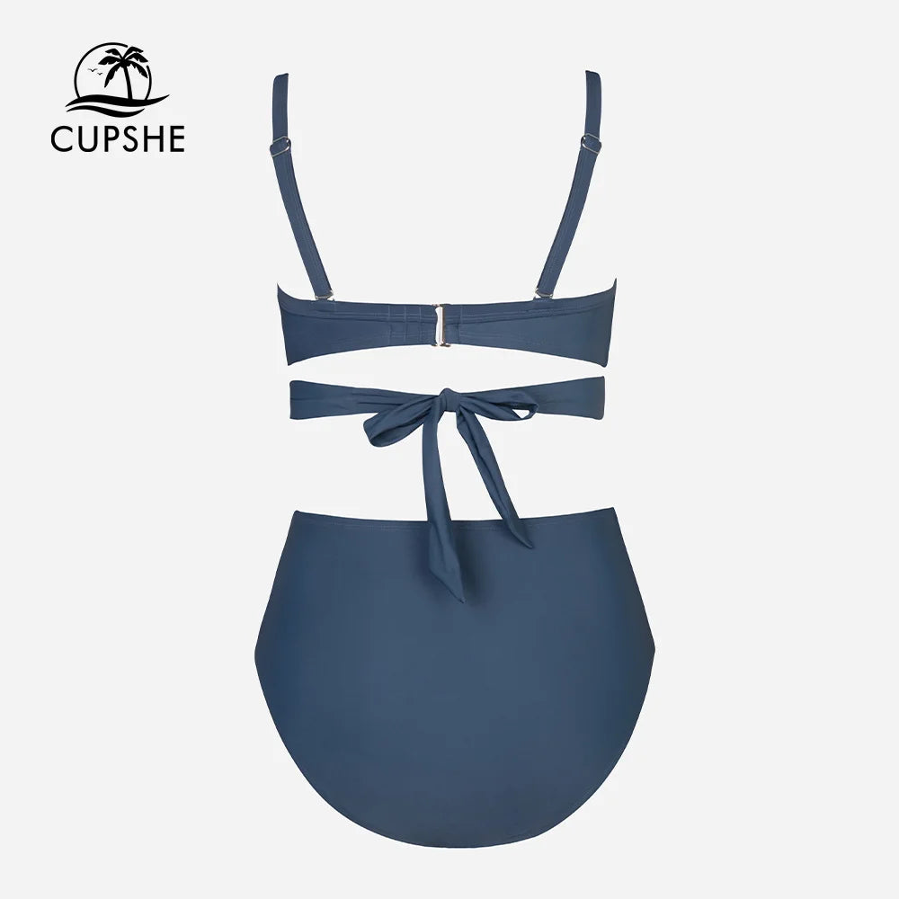 Cupshe Plus Size Wrap Tie High Waist Bikini Set – Women’s Large Size 3XL Two-Piece Swimwear Beach Bathing Suit