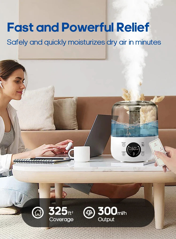 KINSCOTER 3L Air Humidifier – Large Capacity Aroma Diffuser with Remote Control & Timer for Home and Plants