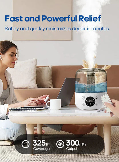 KINSCOTER 3L Air Humidifier – Large Capacity Aroma Diffuser with Remote Control & Timer for Home and Plants