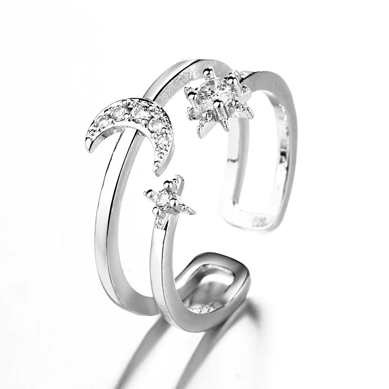 VENTFILLE 925 Sterling Silver Adjustable Ring – Vintage Hollow Line Punk Hip Hop Couple Jewelry