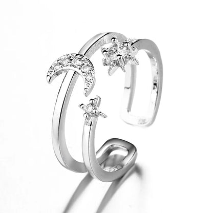 VENTFILLE 925 Sterling Silver Adjustable Ring – Vintage Hollow Line Punk Hip Hop Couple Jewelry