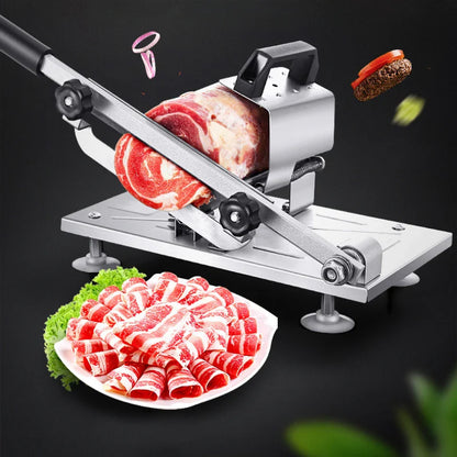 304 Stainless Steel Manual Food Slicer — Frozen Meat, Beef & Mutton Roll Cutter for BBQ & Hot Pot Cooking