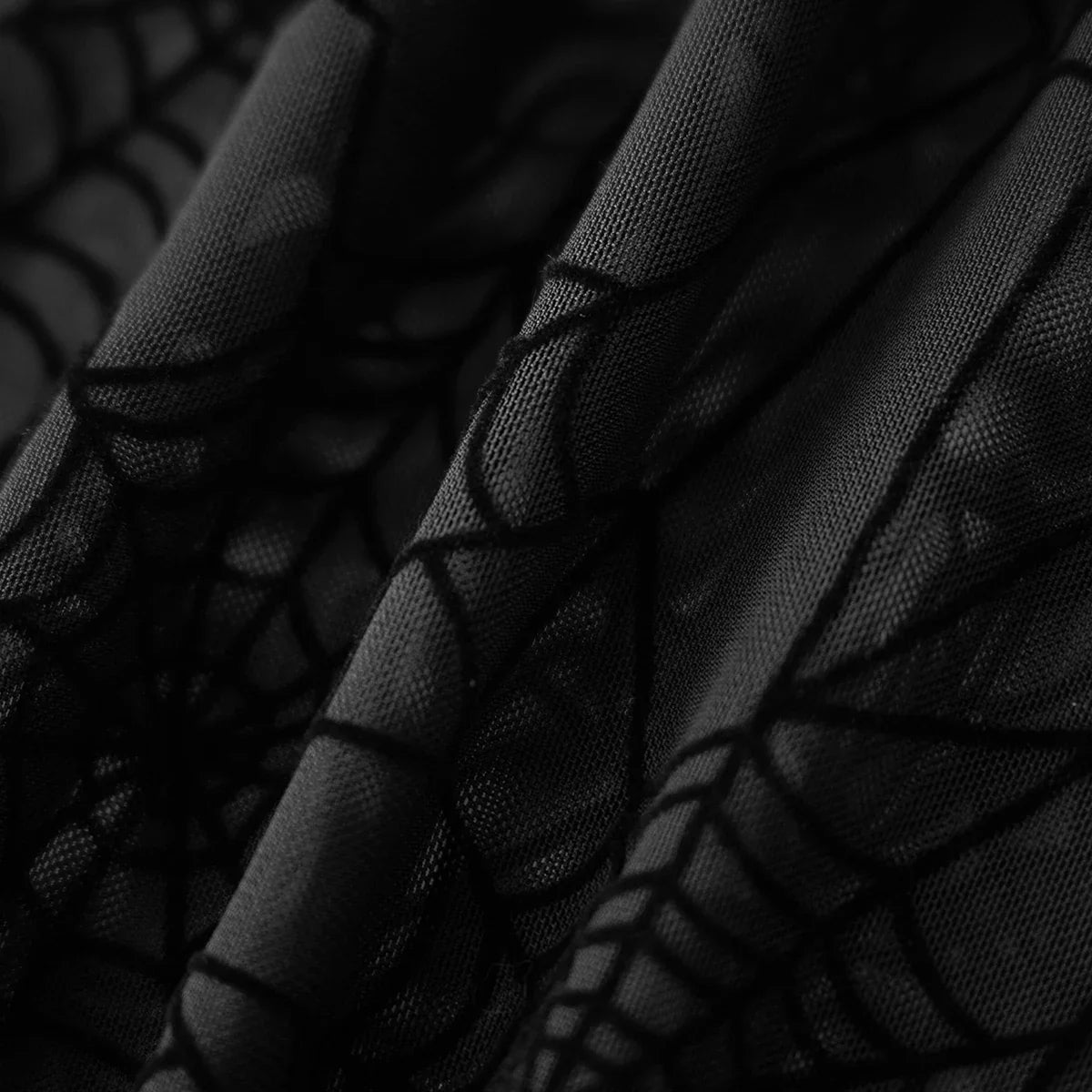 Halloween Women's Bodysuit — Long Sleeve Cold Shoulder Spider Web Romper, Sheer Clubwear Top