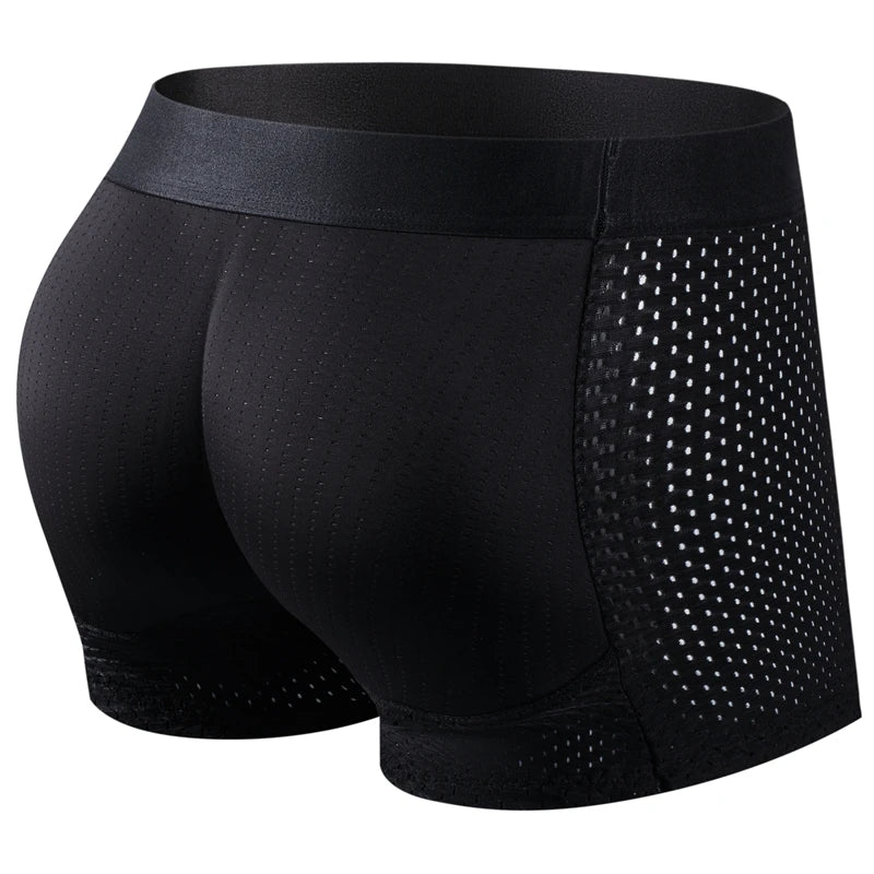 Men's Hip Lifter Boxer Briefs - Padded Butt Enhancer Shapewear Shorts with Built-In Lift, Breathable Nylon Underwear