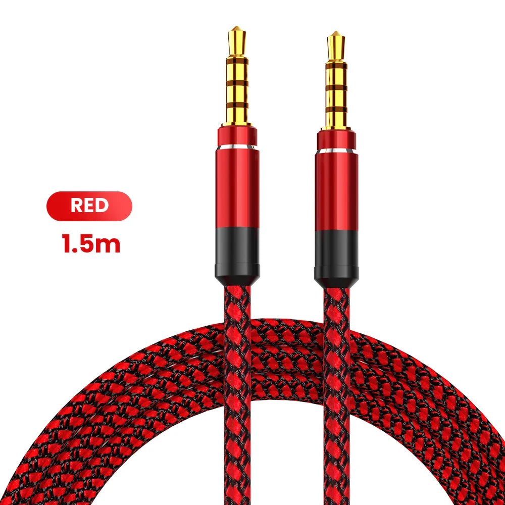 NNBILI 1.5M 3.5mm Audio Cable - Nylon Braid AUX Cable for Phone, MP3, Car Headset & Speaker Extension