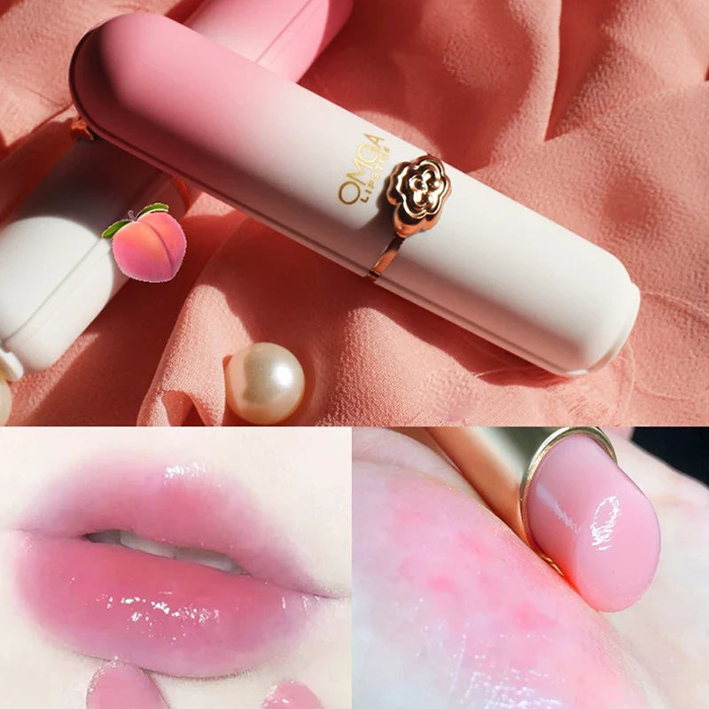 Peach Color-Changing Jelly Lipstick – Moisturizing, Non-Stick Cup Warm Lip Balm