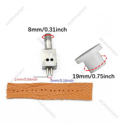 M8 Thread Dies Leather Hole Punch Set – 4/5/6/8mm Round Stitching & Perforated Cut Tools for Hand Press