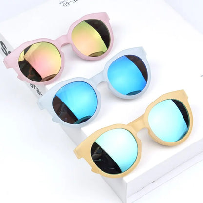 Kids Retro Round Sunglasses – Colorful Reflective UV400 Eyewear for Boys & Girls