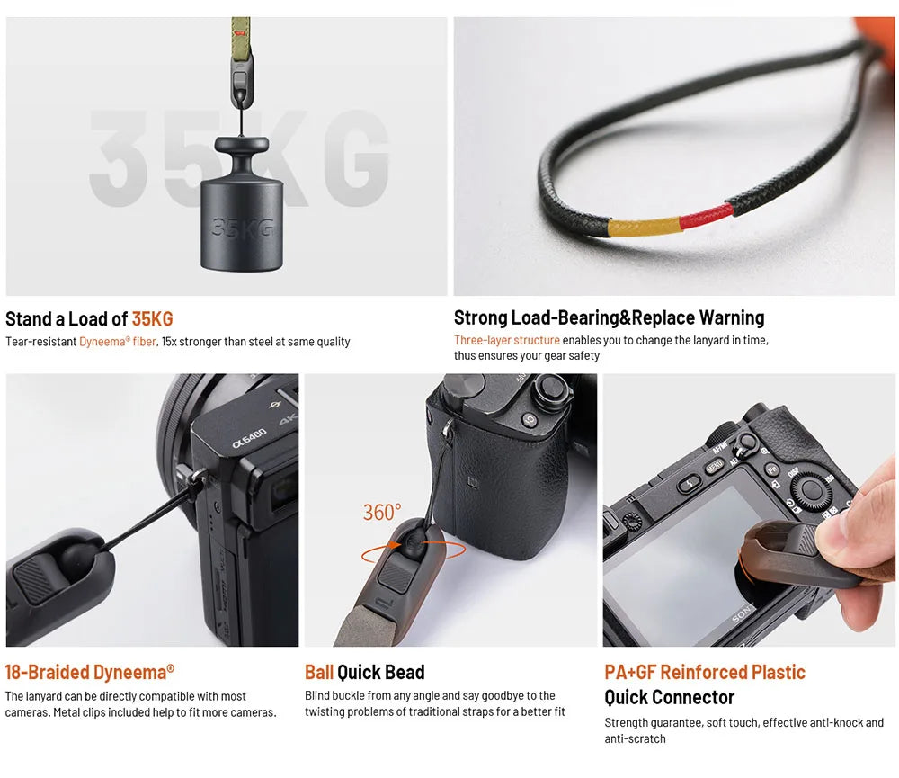 PGYTECH Adjustable Camera Wrist Strap – Quick Release Hand Strap for Sony, Nikon, Canon & GoPro