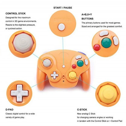 Wireless Gamepad Controller for GameCube – 2.4G Joystick with Adapter, 5 Colors