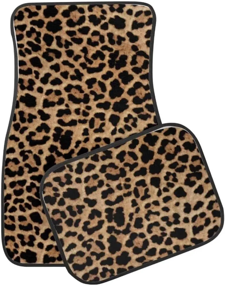 Leopard Print Car Floor Mats - 2PCS or 4PCS All-Weather Universal Fit for SUVs, Trucks & Limos