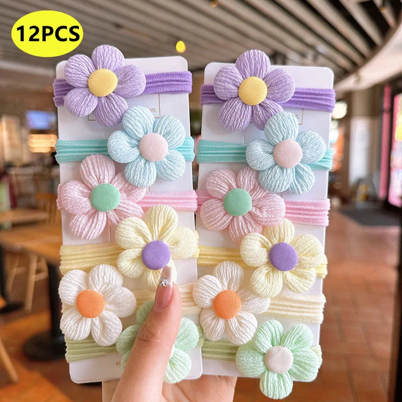 20PCS/10PCS Elastic Hair Bands with Flower Style – Girls’ Hair Accessories for Birthday Party Headwear