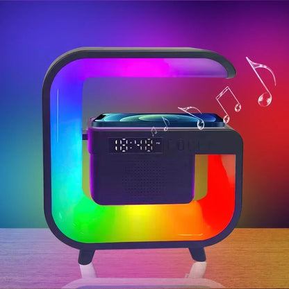 Multifunction Wireless Charger Pad — Stand, Speaker, TF Card, RGB Night Light, Fast Charging Station for iPhone 16/15, Samsung, Xiaomi, Huawei