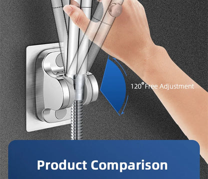 Universal No-Drill Adjustable Shower Head Holder – Wall-Mounted Bracket with Stable Rotation for Bathroom Accessories