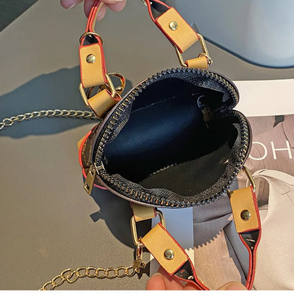 Printed Mini Chain Handbag – Handheld Diagonal Small Bag for AirPods 2/3/4/Pro, Headphones, Coins, and Small Items