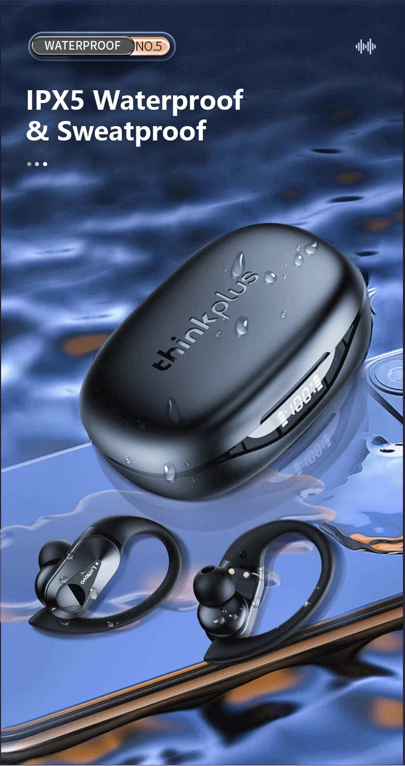 Lenovo LP75 TWS Sports Earphones — Bluetooth 5.3 Wireless, Waterproof HiFi Stereo, Noise-Reducing Earbuds with Mic