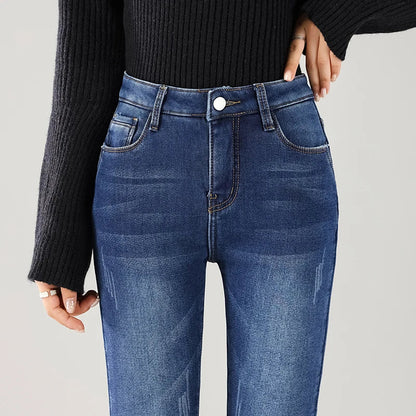 Women’s Thermal Fleece Jeans – Winter Warm Thickened Skinny Velvet Pants