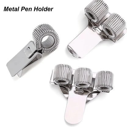 Metal Spring Pen Holder with Pocket Clip - Single/Double/Triple Hole, Portable Uniform Pen Holder for Doctors, Nurses, Office Supplies - 1PC