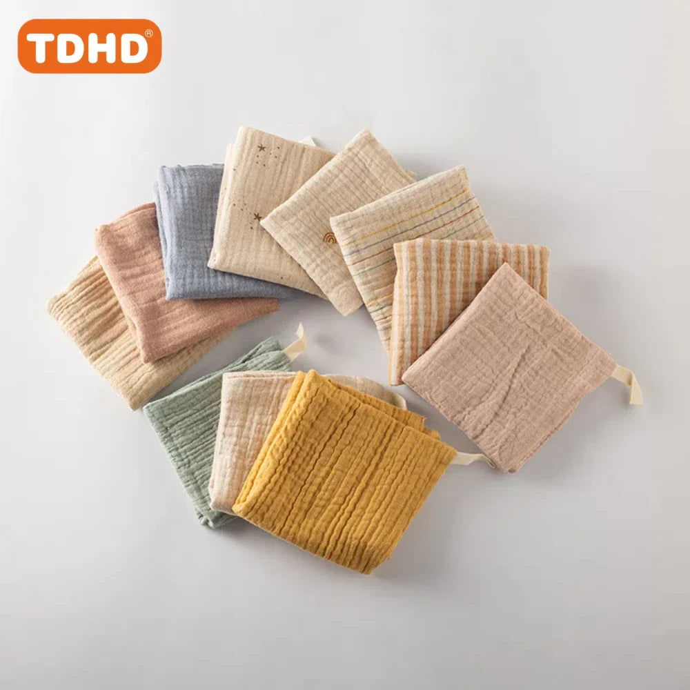 TDHD 5PCS Baby Towels – Soft Cotton Muslin Squares for Newborns, Infant Hand, Bath, Shower, and Face Use