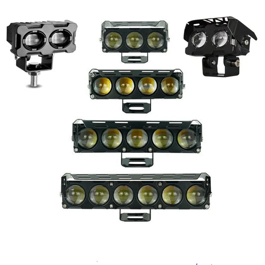 Motorcycle LED Spotlight – Dual Color Fog Lamps for Cars, Trucks, SUVs & Mini Lens Headlights