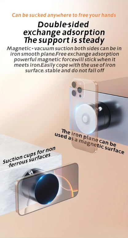 Vacuum Magnetic Folding Swivel Phone Stand – Double-Sided Suction Cup Holder, Universal Compatibility
