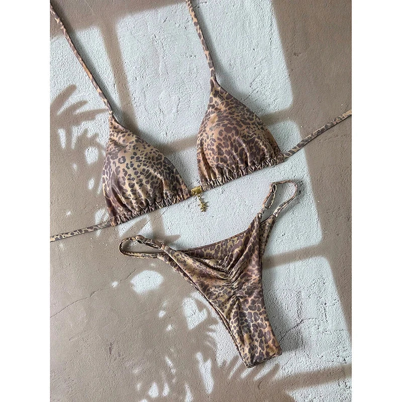 Women’s Micro Bikini Swimsuit Set – Sexy Leopard Print Push Up Two-Piece Thong Swimwear Beachwear (2026 Summer)