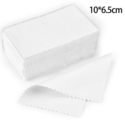 50pcs Silver Polishing Cloths – Soft Cleaning Wipes for Necklaces, Rings & Jewelry Care (10x6.5cm & 8x8cm)