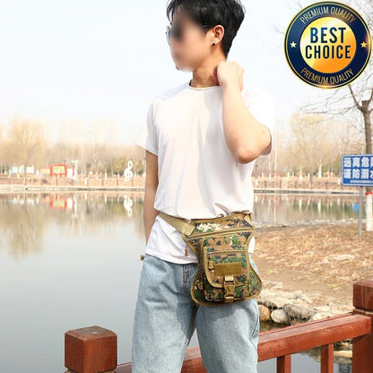 Camouflage Motorcycle Drop Leg Bag – Waterproof, Multifunctional Waist Bag for Travel, Hiking & Outdoor Riding