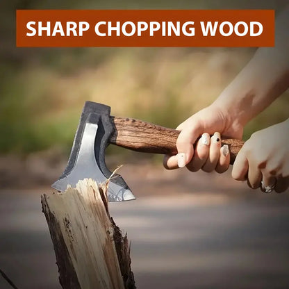 Classic Outdoor Hand Axe – Camping Tactical Survival Battle Axe for Chopping Firewood, Hand-Forged Multifunctional Woodworking Tool